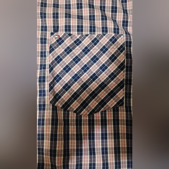 Tommy Hilfiger Shirt Button Down 80's 2 Ply Fabric Red White Blue C20 size L/G - Picture 13 of 16